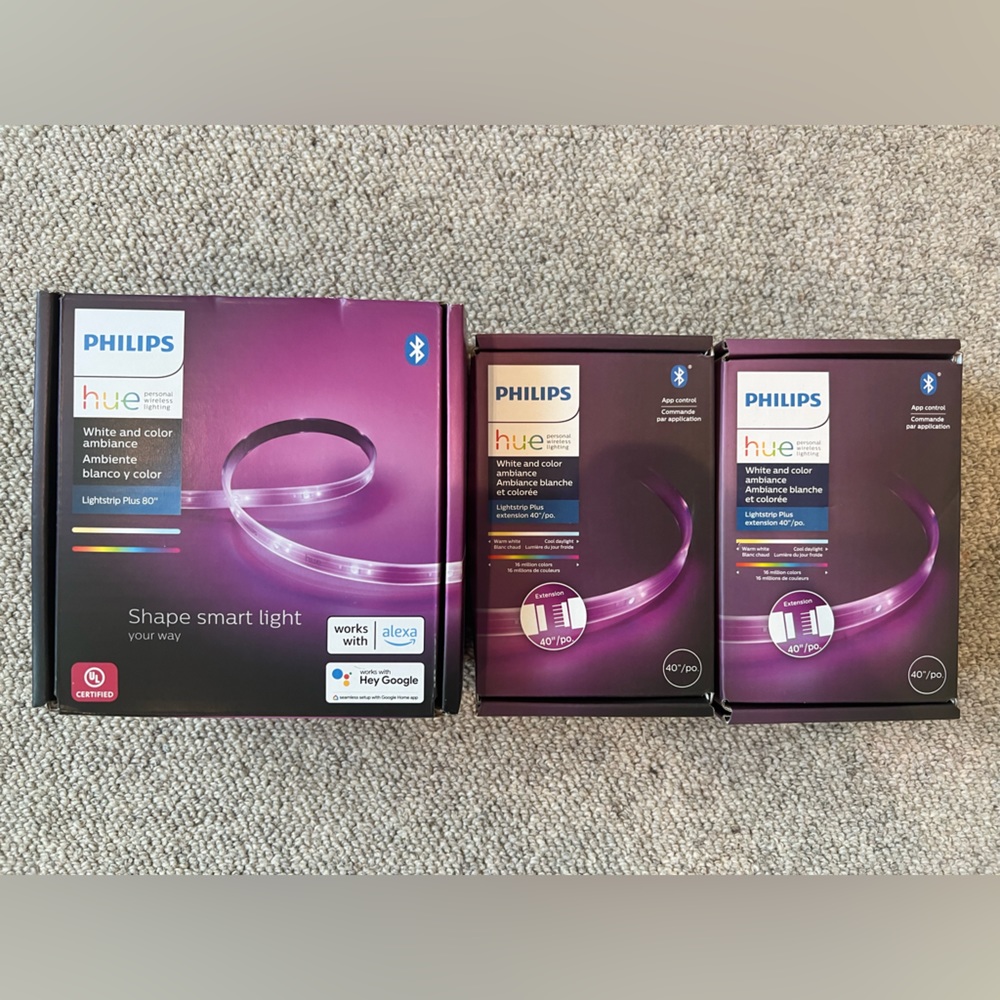 Philips Hue white and color ambiance lightstrip 80” plus 2 40” connecting